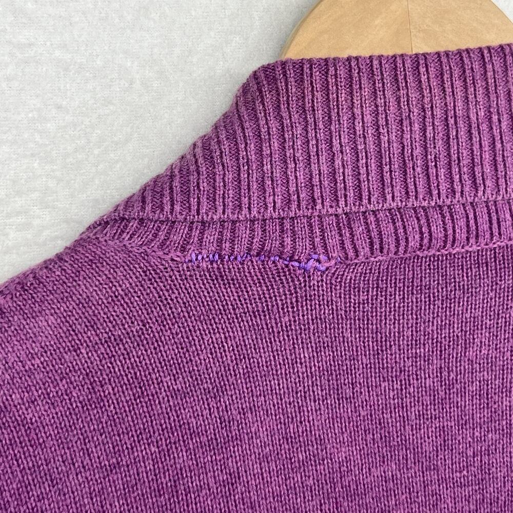 EILEEN FISHER Sweater S Organic Cotton Cardigan Open Front 3/4 Sleeve Purple - Picture 10 of 15